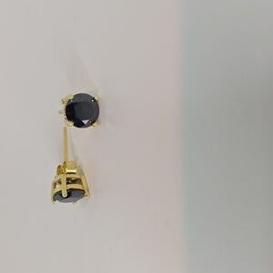 Elegant Black Moissanite Stud Earrings, Silver With Gold Plating 2ct